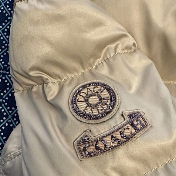 Women's Coach Beige Fur-Trimmed Puffer Jacket - Picture 10 of 11